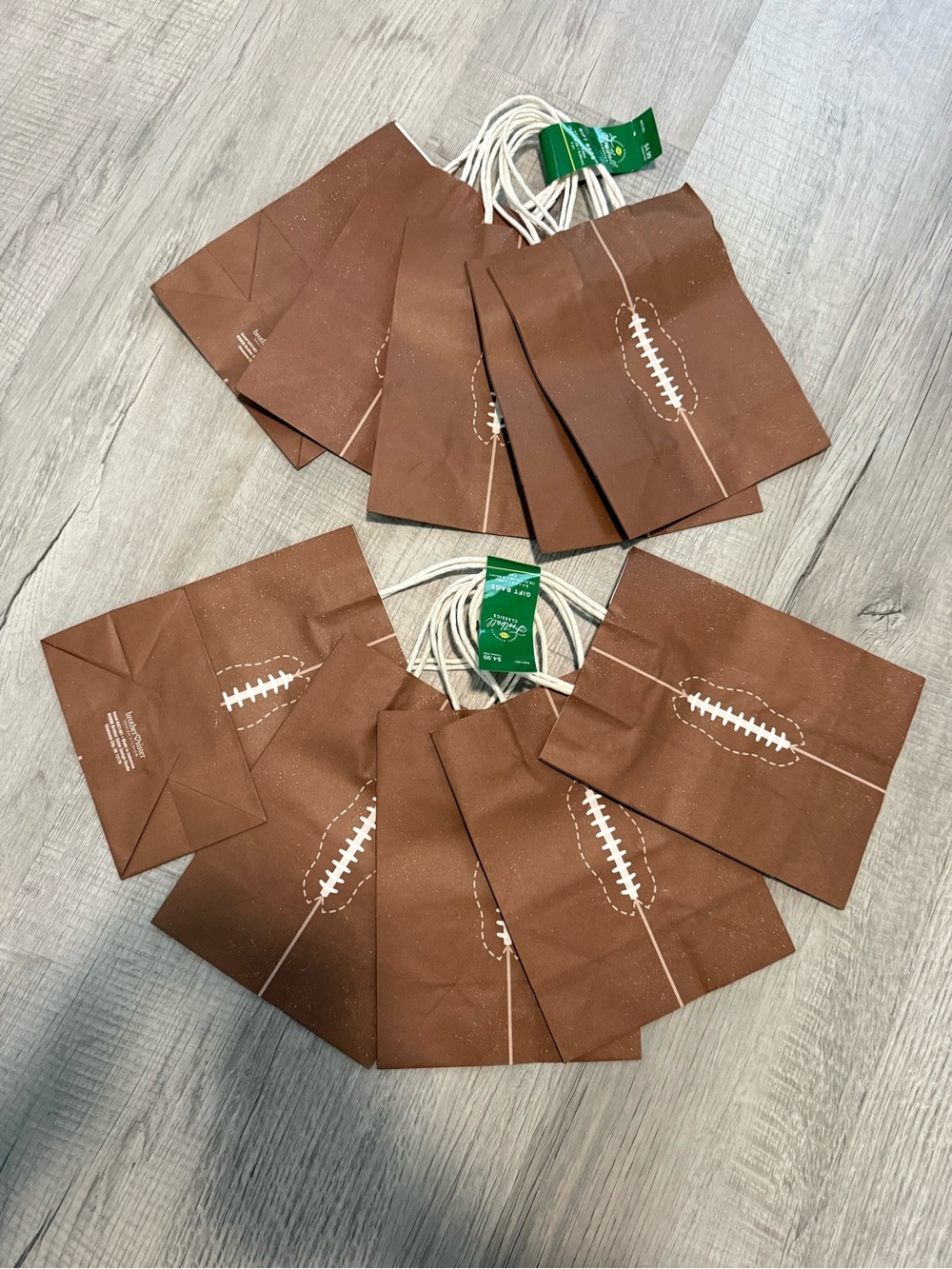 Brown Football Print Party Favor Bags with White Laces